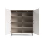 Credenza Mirage02 con 4 ante con motivo geometrico cashmere e top rovere