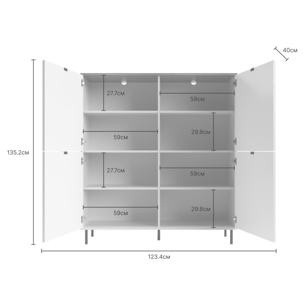 Credenza Mirage02 con 4 ante con motivo geometrico cashmere e top rovere
