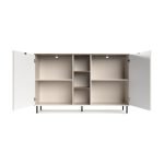 Credenza Mirage08 con 2 ante con motivo geometrico e ripiani a giorno colore cashmere e rovere