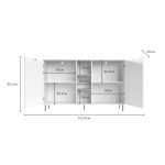 Credenza Mirage08 con 2 ante con motivo geometrico e ripiani a giorno colore cashmere e rovere