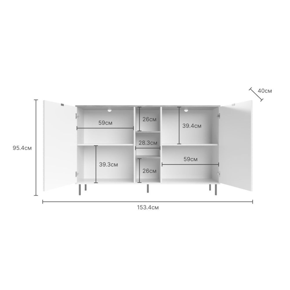 Credenza Mirage08 con 2 ante con motivo geometrico e ripiani a giorno colore cashmere e rovere