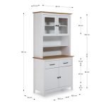 Credenza Miranda con vetrina 4 ante e due cassetti in legno massiccio colore bianco e rovere