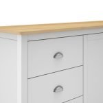 Credenza Misti 2 ante e 3 cassetti in legno massiccio bianco e rovere