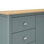 Credenza Misti 2 ante e 3 cassetti in legno massiccio verde khaki e rovere