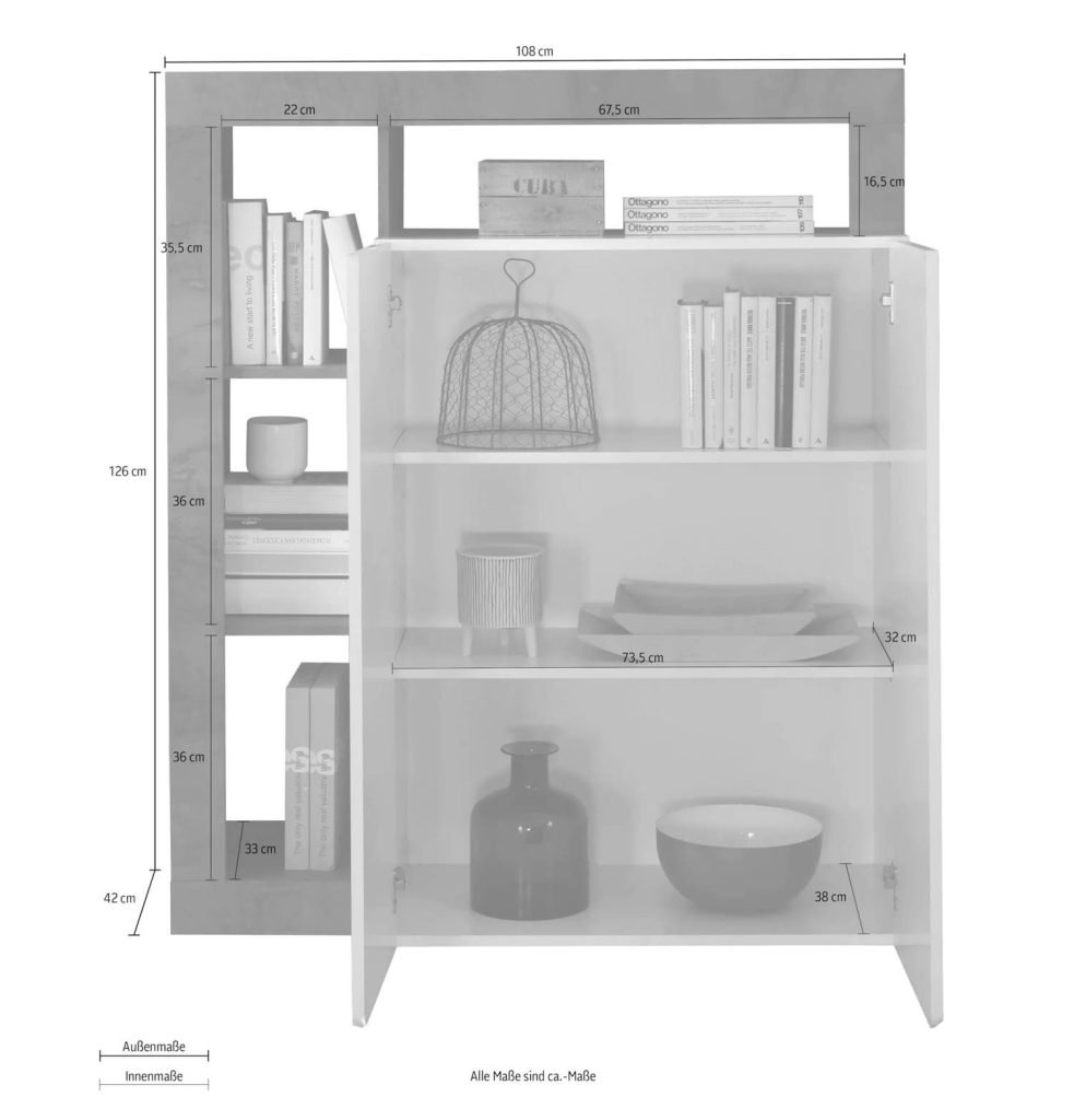 Credenza Mogol bianco lucido pero 108x42x127H