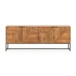 Credenza Nereida 210 cm. in legno massiccio 4 ante e gambe in metallo nero
