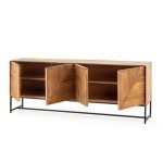 Credenza Nereida 210 cm. in legno massiccio 4 ante e gambe in metallo nero