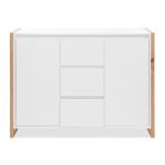 Credenza New Denver2 con 3 cassetti e 2 ante battenti in bianco e rovere