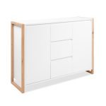 Credenza New Denver2 con 3 cassetti e 2 ante battenti in bianco e rovere