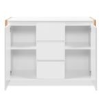 Credenza New Denver2 con 3 cassetti e 2 ante battenti in bianco e rovere