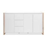 Credenza New Denver3 con 3 cassetti e 3 ante battenti in bianco e rovere