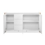 Credenza New Denver3 con 3 cassetti e 3 ante battenti in bianco e rovere