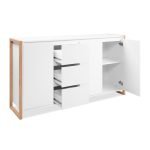 Credenza New Denver3 con 3 cassetti e 3 ante battenti in bianco e rovere