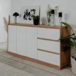 Credenza Phoenix 51A 3 ante e 3 cassetti con struttura rovere e frontali bianco