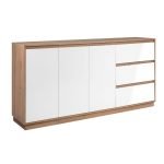 Credenza Phoenix 51A 3 ante e 3 cassetti con struttura rovere e frontali bianco