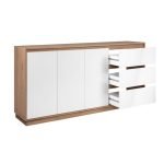 Credenza Phoenix 51A 3 ante e 3 cassetti con struttura rovere e frontali bianco
