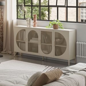 Credenza Tayra in metallo con 4 ante 160 cm. crema