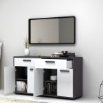 Credenza Truva 4 ante e 2 cassetti 140 cm grigio bianco