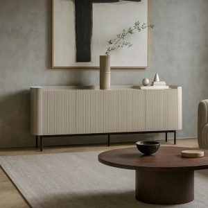 Credenza Willa18924 con 4 ante effetto cannettato colore crema
