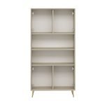 Credenza alta Kale con 4 ante effetto cannettato e 2 nicchie a giorno colore cashmere