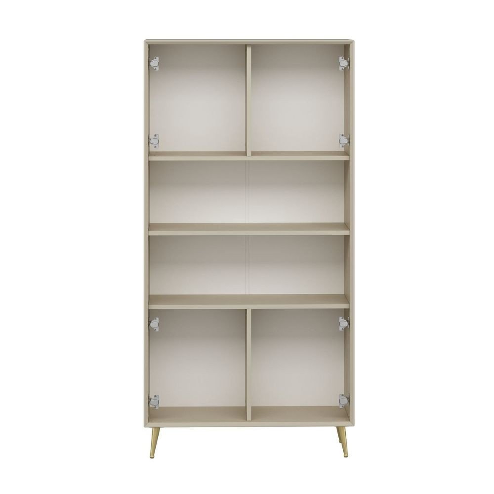 Credenza alta Kale con 4 ante effetto cannettato e 2 nicchie a giorno colore cashmere