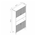 Credenza alta Kale con 4 ante effetto cannettato e 2 nicchie a giorno colore cashmere