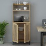 Credenza alta Zanne 2 ante e vani a giorno per forno microonde rovere