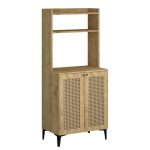 Credenza alta Zanne 2 ante e vani a giorno per forno microonde rovere
