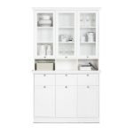 Credenza con vetrina Landwood50 3 ante vetro superiori 3 ante inferiori vani a giorno e 3 cassetti in bianco