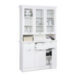 Credenza con vetrina Landwood50 3 ante vetro superiori 3 ante inferiori vani a giorno e 3 cassetti in bianco