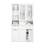 Credenza con vetrina Landwood50 3 ante vetro superiori 3 ante inferiori vani a giorno e 3 cassetti in bianco