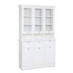 Credenza con vetrina Landwood50 3 ante vetro superiori 3 ante inferiori vani a giorno e 3 cassetti in bianco