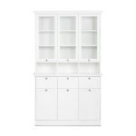 Credenza con vetrina Landwood50 3 ante vetro superiori 3 ante inferiori vani a giorno e 3 cassetti in bianco