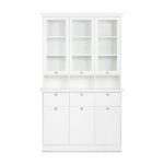 Credenza con vetrina Landwood50 3 ante vetro superiori 3 ante inferiori vani a giorno e 3 cassetti in bianco