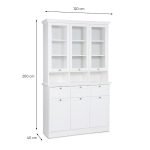 Credenza con vetrina Landwood50 3 ante vetro superiori 3 ante inferiori vani a giorno e 3 cassetti in bianco