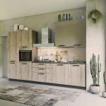 Cucina Durazzo Glam 330 cm rovere rustico e tortora lucido sinistra con lavastoviglie
