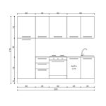 Cucina Licola 255x216 H reversibile colore iron e pensili spatolato con lavastoviglie