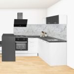 Cucina angolare Matera 180x160 con penisola reversibile bianca e nera
