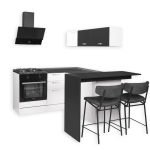 Cucina angolare Matera 180x160 con penisola reversibile bianca e nera