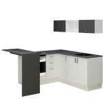Cucina angolare Matera 180x160 con penisola reversibile bianca e nera