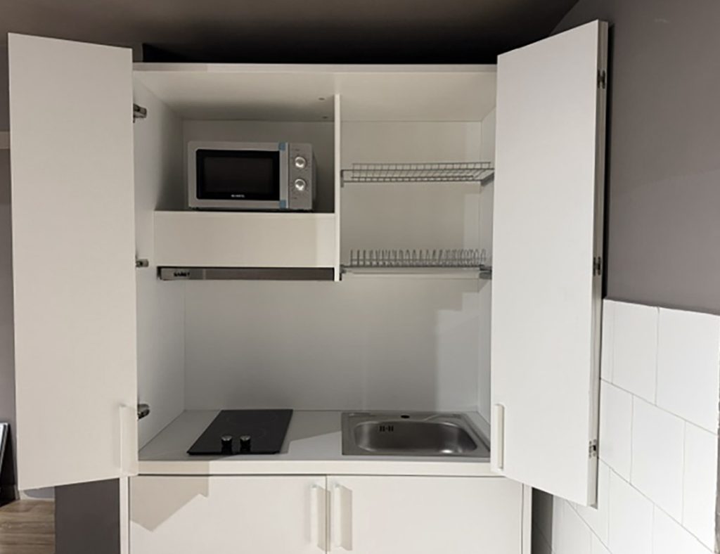 Cucina monoblocco Fold Evolution struttura e ante a libro antracite