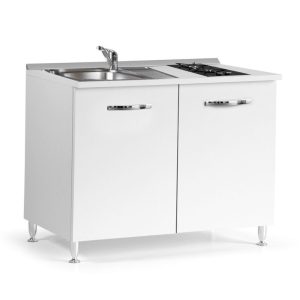 Cucinino 120 cm 2 ante bianco larice lavello e piano cottura a gas 120x60x85H