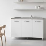 Cucinino Indiano120bolero con sottolavello 3 ante bianco frassinato con top inox e piano cottura ad induzione 2 zone