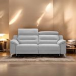 Divani Egeo 3 posti con 2 recliner elettrici in tessuto Munich 38 grigio