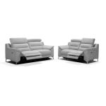 Divani Egeo 3 posti con 2 recliner elettrici in tessuto Munich 38 grigio