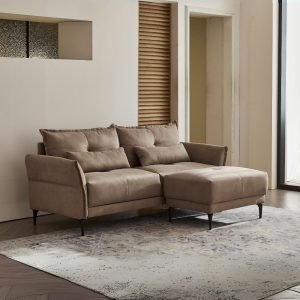 Divano 3 posti Nutmeg con pouff in tessuto Mia 103-05 beige