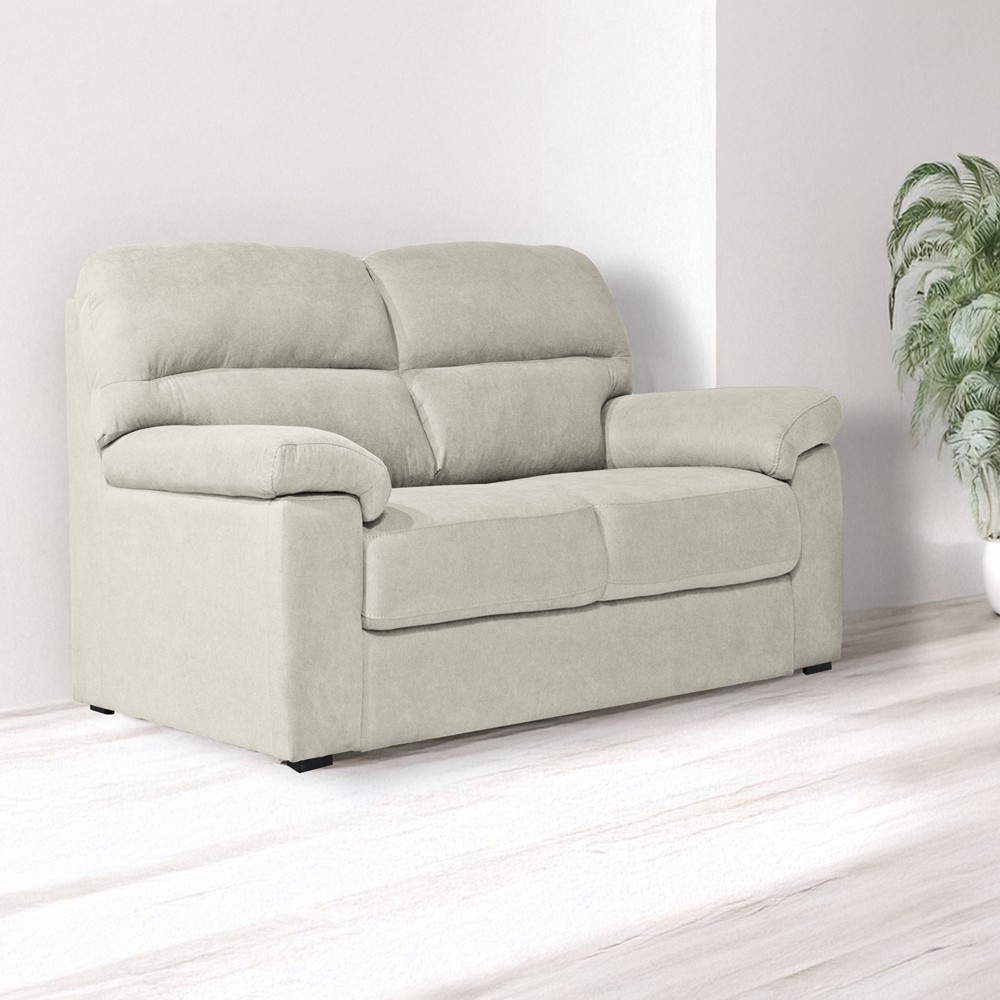 Divano Alenda 2 posti fisso con piedini quadrati colore Roma 05 beige