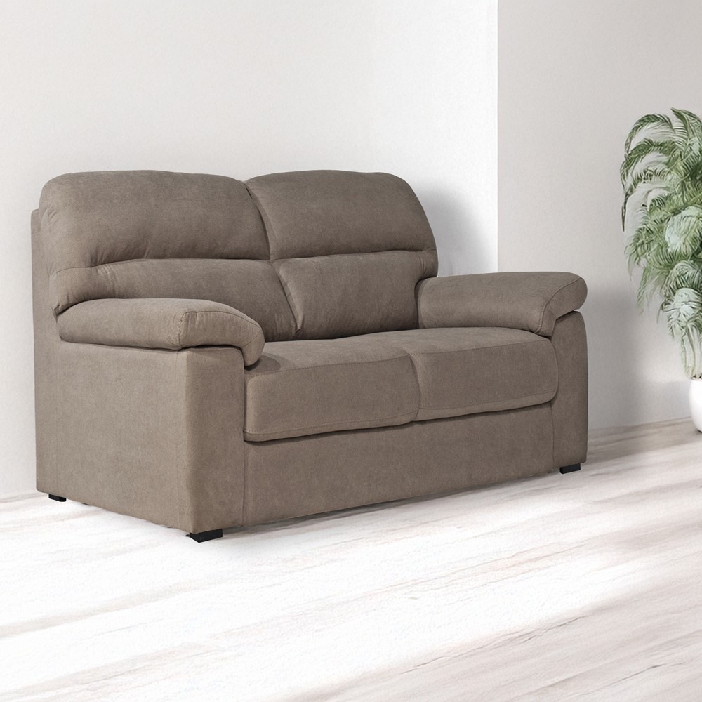 Divano Alenda 2 posti fisso con piedini quadrati colore Roma 10 tortora