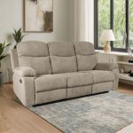 Divano Chicago 3 posti reclinabile in tessuto Barrel 09 cappuccino