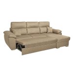 Divano Como II con penisola contenitore in tessuto giulia9703 cappuccino